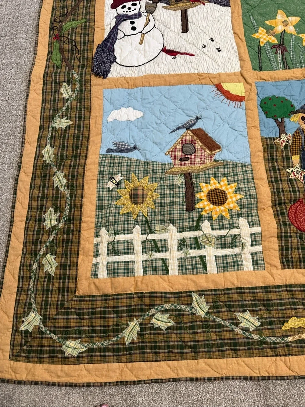 Patch Magic Four Seasons 100% Cotton Applique Throw Quilt Wall Hanging